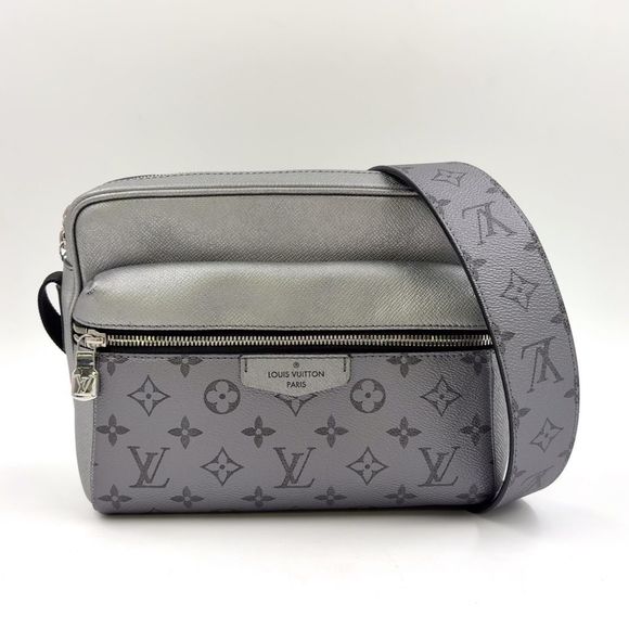 Louis Vuitton Outdoor Messenger Coated Canvas And Calf Silver Shoulder Bag